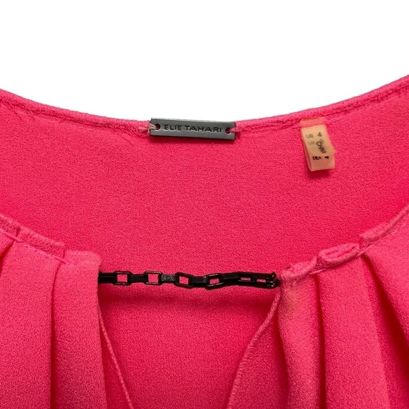 Elie Tahari Tunic Mini Dress Sleeveless Pink Crepe Tie Waist Women’s Size 4 - Picture 8 of 8